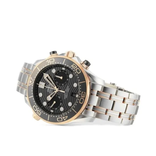 Omega Seamaster Men Automatic Black Stainless Steel & 18ct Yellow Gold Watch O21020445101001 - Image 2