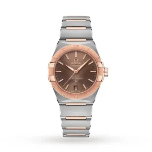 Omega Constellation Men Automatic Brown Stainless Steel & 18ct Gold Watch O13120362013001