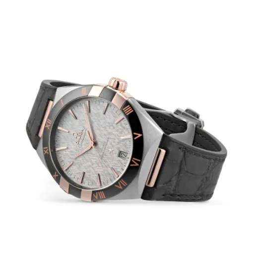 Omega Constellation Men Automatic Grey Leather Watch O13123412106001 - Image 2