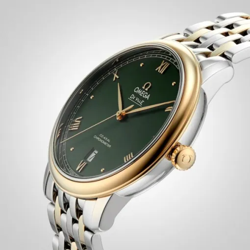 Omega De Ville Men Automatic Green Stainless Steel & 18ct Gold Watch O42420402010001 - Image 4