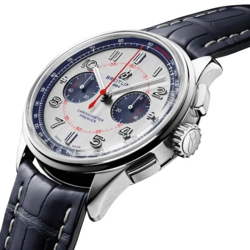 Breitling Premier Men Automatic Silver Crocodile Watch AB0118A71G1P1 - Image 2