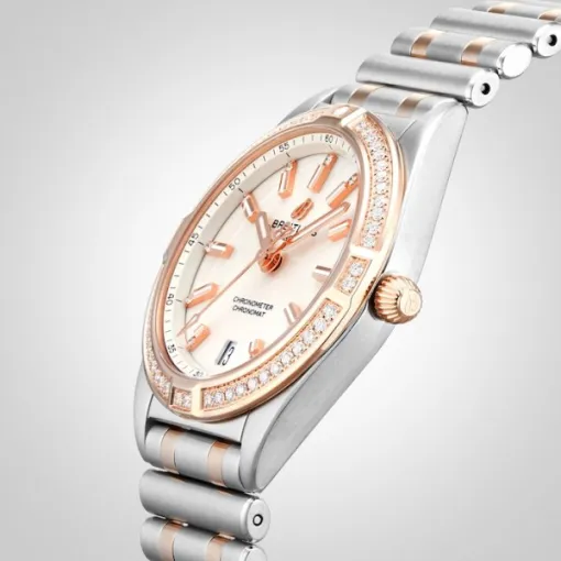 Breitling Chronomat Women Quartz Silver Stainless Steel & 18ct Rose Gold Watch U77310591A1U1 - Image 6