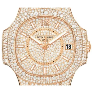 Nautilus Jumbo Ladies Paved With Diamonds 7021/1R-001 Noob Factory Rose Gold & Diamonds Diamond Dial M9015