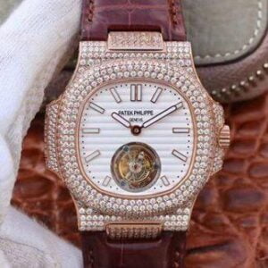 Nautilus Jumbo 5711 R8F Rose Gold & Diamonds Diamond Dial Tourbillon