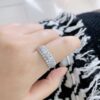 2020 Best Style Tiffany Sterling Silver Women White Gold Three-row Diamonds Fashion Ring 5/6/7/8 (US) - Image 8