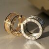 2020 New B.zero1 Rock 4-band Ring in 18kt Rose Gold with Studded Spiral and Black Ceramic Inserts on the Edges - Image 8