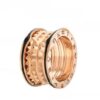2020 New B.zero1 Rock 4-band Ring in 18kt Rose Gold with Studded Spiral and Black Ceramic Inserts on the Edges