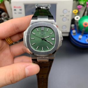 Nautilus 5711 3KF SS Green Dial Black Leather Strap 324 SC V2