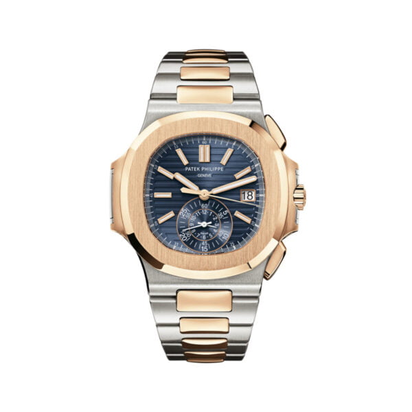 Nautilus Chrono 5980 3KF V2 Rose Gold & SS Blue Dial Leather Strap CH28-520C