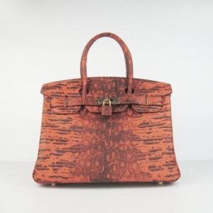 Hermes Birkin 30CM Lizard Pattern handbag 6088 orange/golden