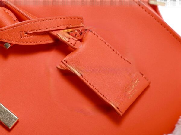 Yves Saint Laurent Cabas Chyc Original Leather Tote Orange - Image 11
