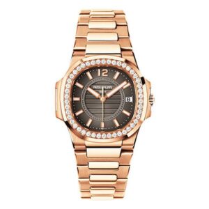 Nautilus Ladies 7010/1R-010 JJF Rose Gold & Diamonds Black Dial Quartz E23-250 S C