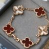 All The Rage Van Cleef Arpels Vintage Alhambra Bracelet 5 Motifs Rose Gold with Carnelian - Image 3