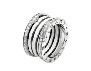 B.zero1 4-Band Ring White Gold with Pave Diamonds on the Edges