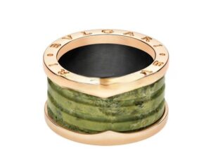 B.zero1 4-Band Rose Gold Ring with Green Marble