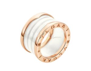 B.zero1 4-Band Rose Gold Ring with White Ceramic