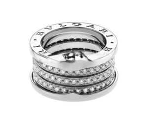 B.zero1 4-Band White Gold Ring with Pave Diamonds