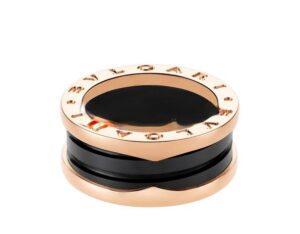 B.zero1 Black Ceramic and Rose Gold Ring