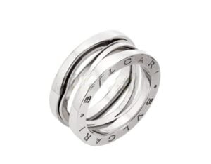 B.zero1 Design Legend Geometric Design 3-Band Ring in White Gold