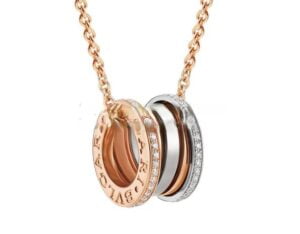 B.zero1 Labyrinth Necklace with Rose and White Gold Pendant Set with Pave Diamonds