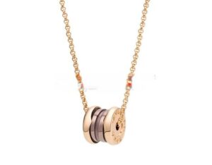 B.zero1 Necklace with Rose Gold Chain and Pendant in Rose Gold and Cermet