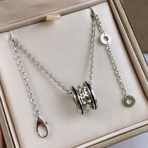 B.zero1 Rock Necklace with 18kt Rose Gold Pendant with Studded Spiral Black Ceramic Inserts on the Edges - Image 4