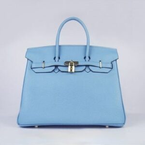 Hermes Birkin 35cm Togo leather Handbags light blue golden