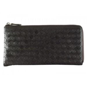 Bottega Veneta Intrecciato Nappa Leather Zip Around Wallet Choco