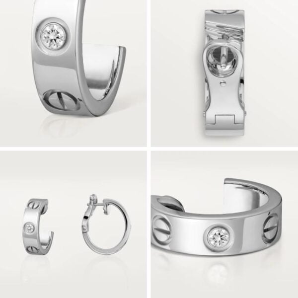 Cartier Love Clip Earrings With 2 Diamonds White Gold - Image 3