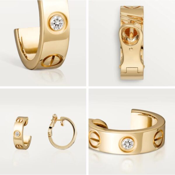 Cartier Love Clip Earrings With 2 Diamonds Yellow Gold - Image 3