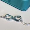 Classic Tiffany Infinity Silver Double Chains Fashion Blue Enamel Finish Pendant Bracelet For Womens GRP09427 - Image 9