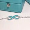 Classic Tiffany Infinity Silver Double Chains Fashion Blue Enamel Finish Pendant Bracelet For Womens GRP09427 - Image 7