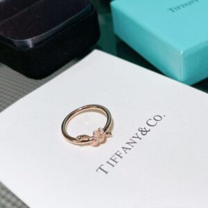 Copy Tiffany Knot Rose Gold Diamond Ring Price UK Elegant Ladies Band GRP11995