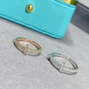 Copy Tiffany T Diamond Cord Band Ring Gold/Silver For Female Online Canada GRP08658