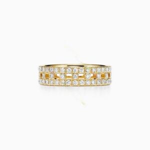 Exotic Style Tiffany Female Tiffany T Paved Diamonds 5.5MM True Wide Ring White Gold/ Yellow Gold