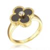 Fake Van Cleef Vintage Alhambra Ring In Yellow Gold With Onyx