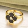 Fake Van Cleef Vintage Alhambra Ring In Yellow Gold With Onyx - Image 3
