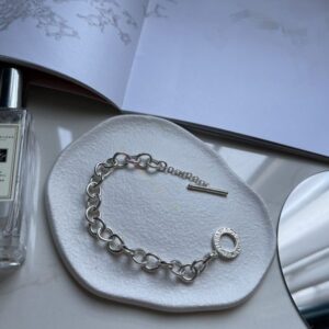 Faux Tiffany Minimalist 925 Sterling Silver Chain Toggle Closure Bracelet High End Unisex Jewelry