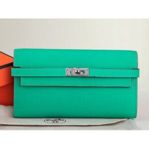 Hermes Dogon Togo Original Leather Kelly Long Wallet Green