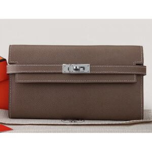 Hermes Epsom Original Calfskin Kelly Long Wallet Khaki