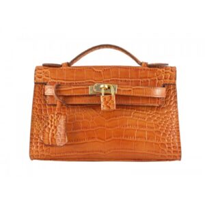 Hermes Matte Kelly Pochette Crocodile Fauve