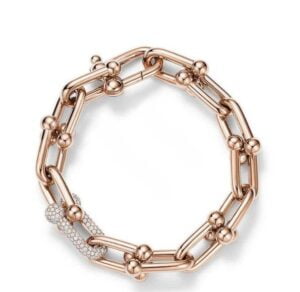 High End Replica Tiffany Hardwear Rose Gold Single Chain Diamond Link Bracelet For Female Fashion GRP09877