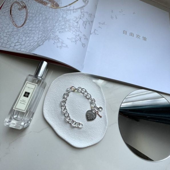 Imitated Return To Tiffany Brand Letter Logo Heart Tag Key Pendant Sterling Silver Link Bracelet Genderless - Image 5