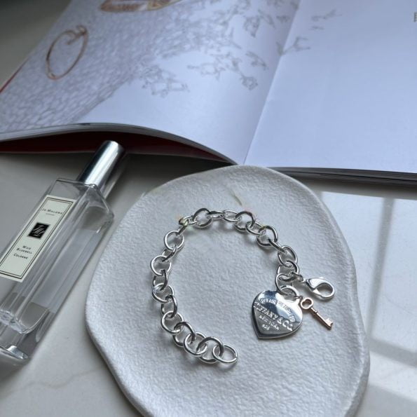 Imitated Return To Tiffany Brand Letter Logo Heart Tag Key Pendant Sterling Silver Link Bracelet Genderless - Image 3