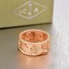 Imitation Van Cleef & Arpels Clover Ring In Pink With Round Diamonds - Image 4