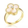 Imitation Van Cleef Vintage Alhambra Ring In Yellow Gold With White Mother-Of-Pearl