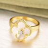 Imitation Van Cleef Vintage Alhambra Ring In Yellow Gold With White Mother-Of-Pearl - Image 3