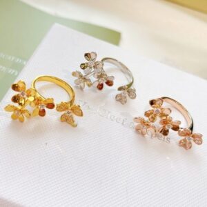 Luxury Replicated Van Cleef Arpels Frivole Between the Finger Ring Yellow Gold/White Gold/Rose Gold With Diamond