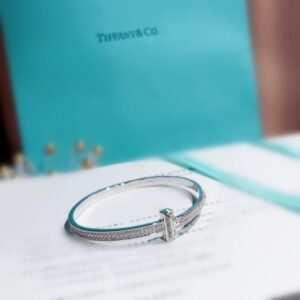 Luxury Tiffany Tiffany T1 Paved Diamonds Wide Hinged Bangle Women Fashion Bracelet Silver/Yellow Gold/Rose Gold