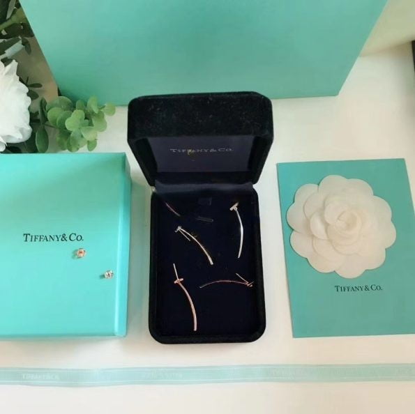 Modern Design Tiffany T 925 Silver Wire Bar Pendant Ladies T Motif Earrings Rose Gold/Silver 62271906 Replica - Image 2